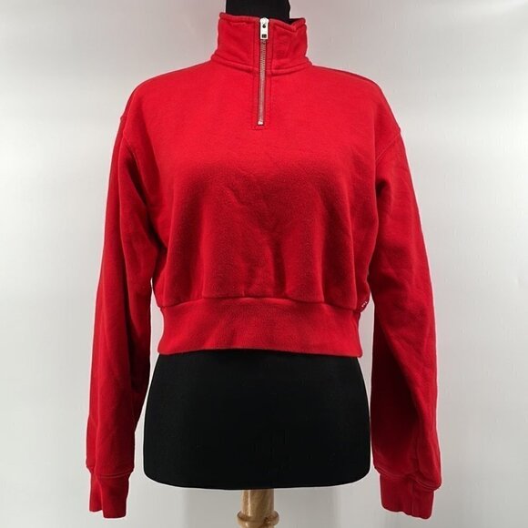 Aritzia Red Half-Zip Sweatshirt - Picture 3 of 10